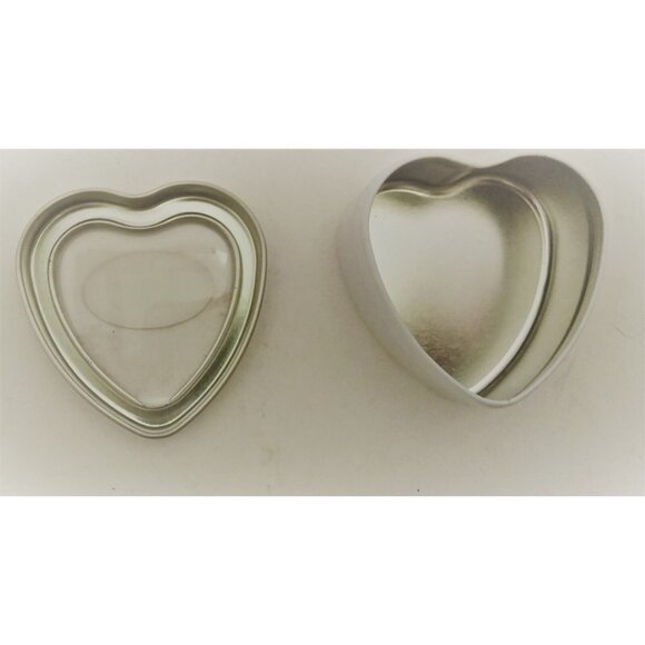 Heart Shaped Metal Tin Box Case Jewelry Storage Small Forever in Love Window - Picture 2 of 4